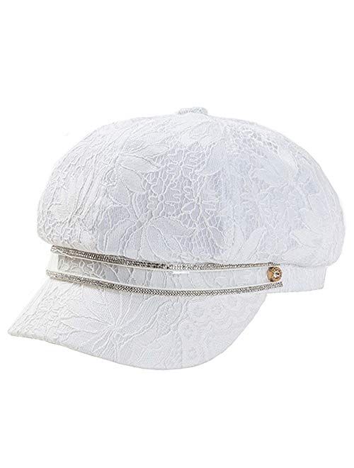 YAOSEN Women Lace Newsboy Cap Cotton Gatsby Cabbie Cap Visor Beret Hat with Adjustable Ribbon