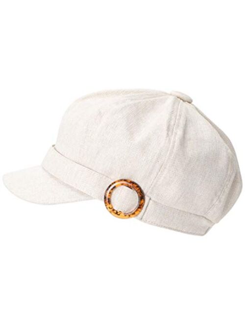 MIRMARU Women's Lightweight Classic Vintage Casual Newsboy Cap Cabbie Hat with Comfort Elastic Back.