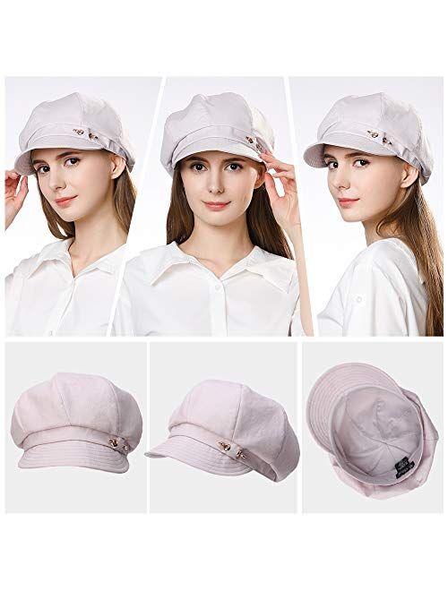 Fancet Packable Beret Newsboy Cap for Women Spring Summer Winter Gatsby Visor Hat 55-59 cm