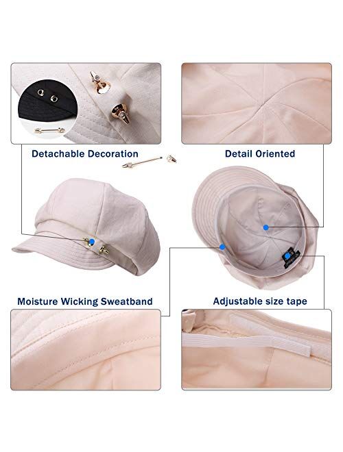 Fancet Packable Beret Newsboy Cap for Women Spring Summer Winter Gatsby Visor Hat 55-59 cm