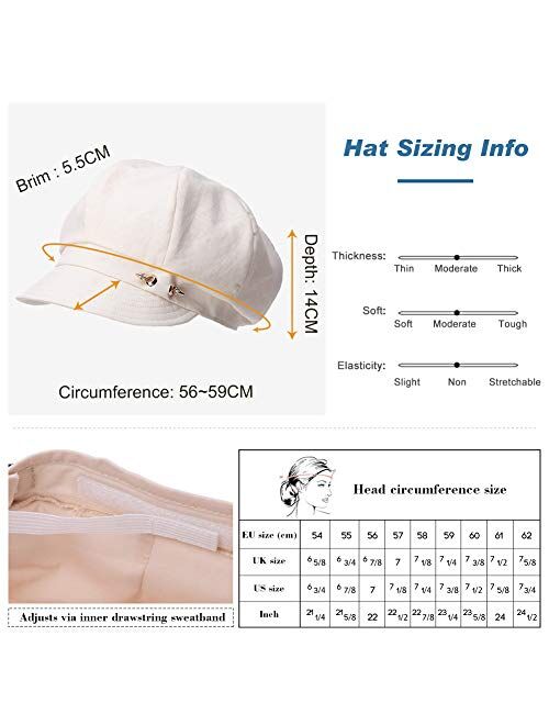 Fancet Packable Beret Newsboy Cap for Women Spring Summer Winter Gatsby Visor Hat 55-59 cm