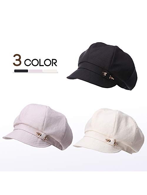 Fancet Packable Beret Newsboy Cap for Women Spring Summer Winter Gatsby Visor Hat 55-59 cm