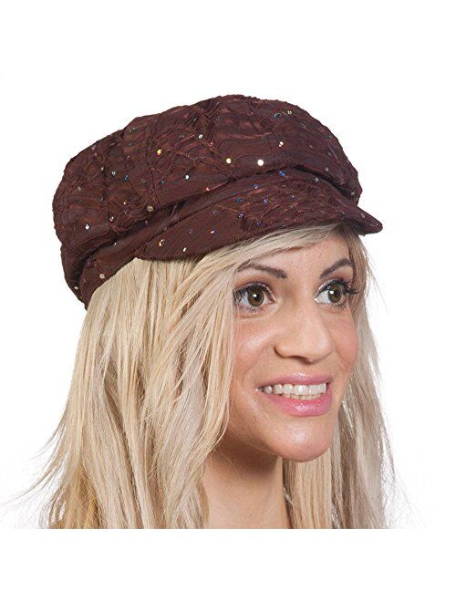 TOP HEADWEAR TopHeadwear Glitter Sequin Trim Newsboy Hat