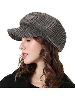 Panpacsight Womens Newsboy Cap Wool Visor Cabbie Fiddler Winter Spring Octagonal Paperboy Hat Girls Gift