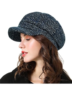 Panpacsight Womens Newsboy Cap Wool Visor Cabbie Fiddler Winter Spring Octagonal Paperboy Hat Girls Gift