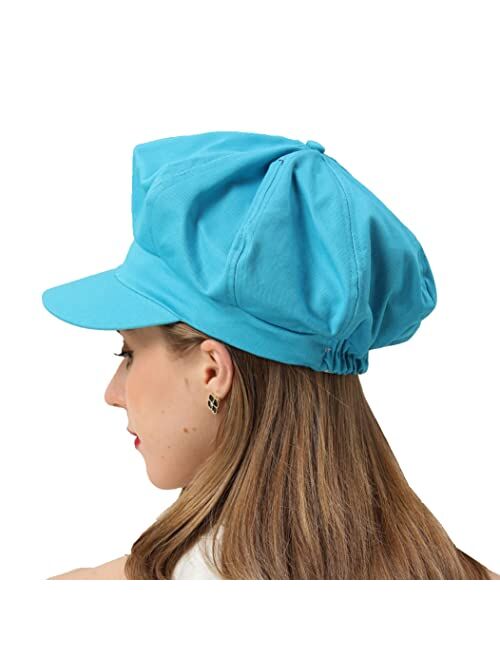 Beylrzid Womens Newsboy Cap Summer Beret Cap- 100% Cotton 8 Panels Vintage Cabbie Hat- Octagonal Visor Cap for Women Girls Ladies Gift