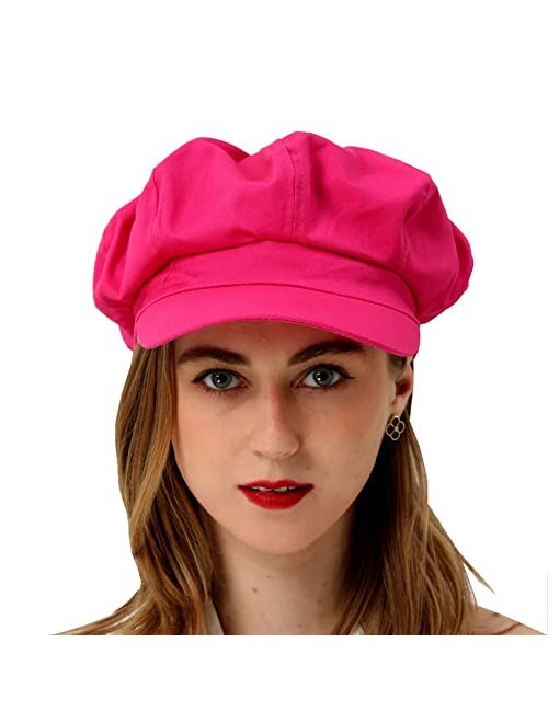 Beylrzid Womens Newsboy Cap Summer Beret Cap- 100% Cotton 8 Panels Vintage Cabbie Hat- Octagonal Visor Cap for Women Girls Ladies Gift