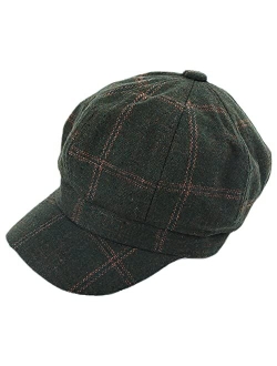 Zffxh Plaid Ladies Newsboy Hat Striped Visor Beret Cap for Women Tweed 8 Panel Applejack Hat Ivy Caps