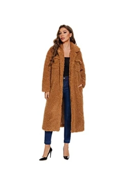 Sugar Poison Women Faux Fur Winter Coats Comfort Warm Outerwear Open Front Long Cardigan Overcoat Jacket