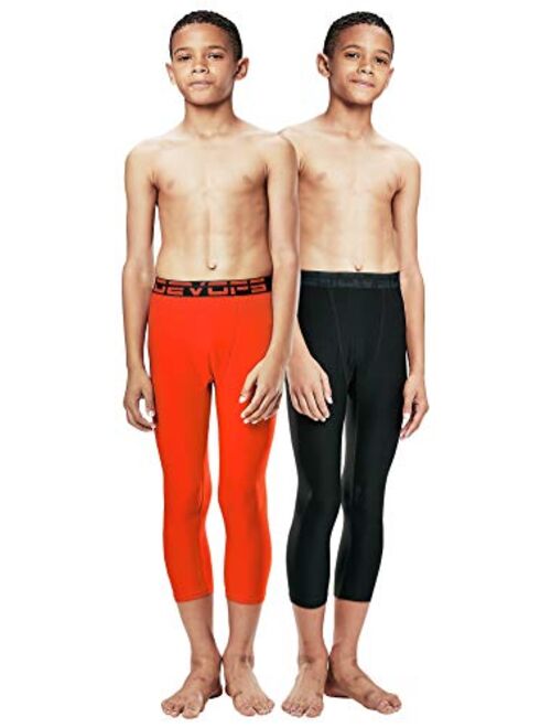 DEVOPS Boys 2-Pack 3/4 Compression Tights Sport Leggings Pants