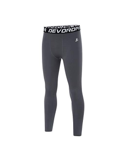 DEVOROPA Youth Boys' Compression Leggings Sports Tights Fleece Lined Thermal Base Layer Pants