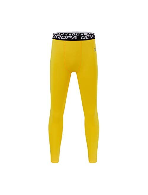 DEVOROPA Youth Boys' Compression Leggings Sports Tights Fleece Lined Thermal Base Layer Pants