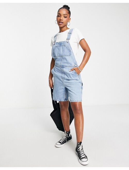 Weekday dusty longline short overalls in light blue