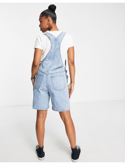 Weekday dusty longline short overalls in light blue