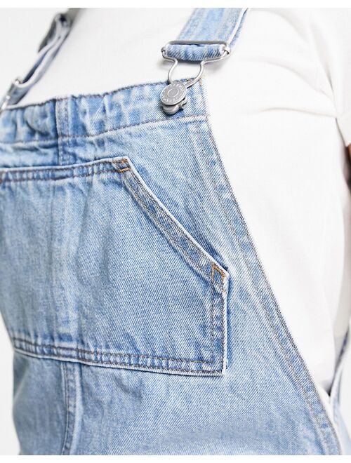 Weekday dusty longline short overalls in light blue