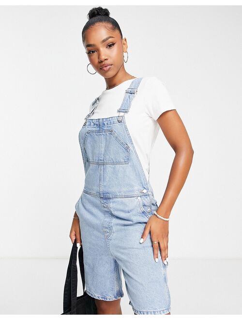 Weekday dusty longline short overalls in light blue