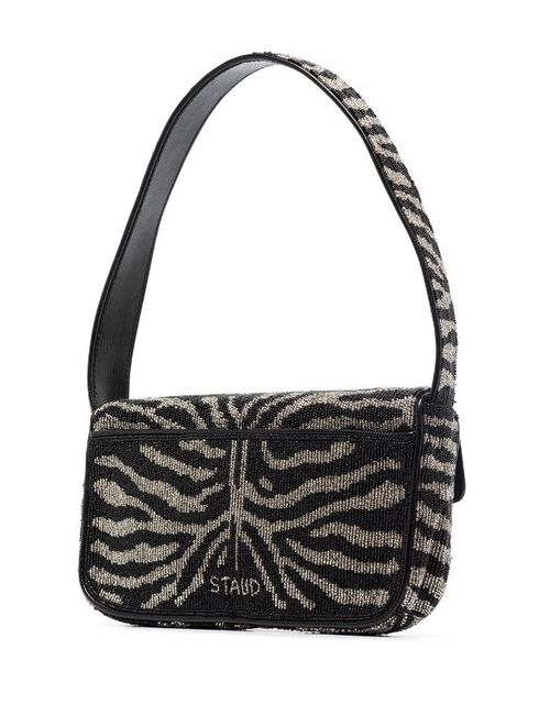 STAUD Tommy beaded-zebra pattern shoulder bag