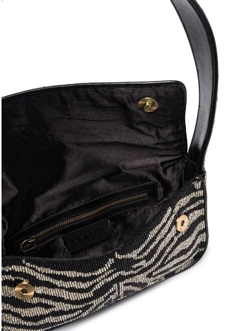 STAUD Tommy beaded-zebra pattern shoulder bag