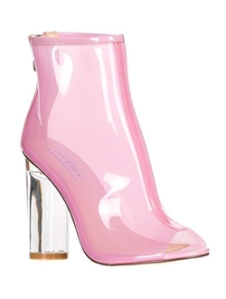 Benny-1 Womens Perspex Peep Toe Ankle Boots