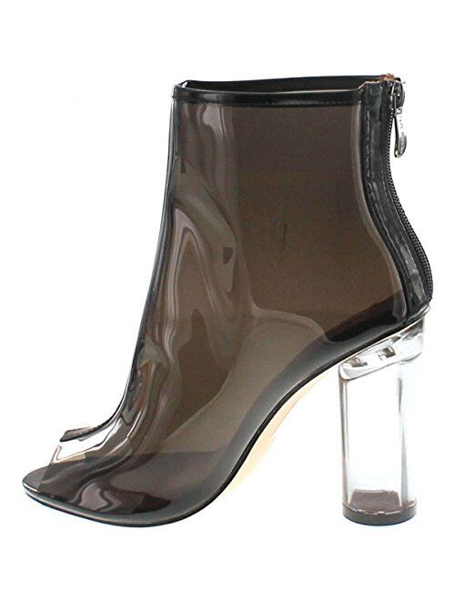 Cape Robbin Benny-1 Womens Perspex Peep Toe Ankle Boots