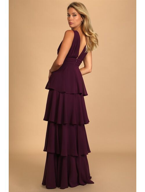 Lulus Amazing Evening Dark Purple Tiered Maxi Dress