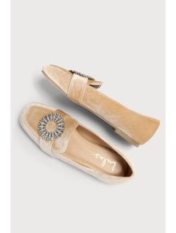 Vivalay Champagne Velvet Rhinestone Loafers