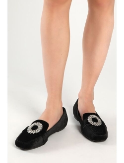 Vivalay Champagne Velvet Rhinestone Loafers