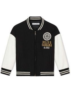 Kids logo-embroidered bomber jacket