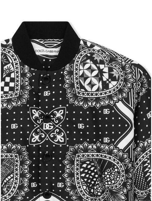 Dolce & Gabbana Kids bandana-print bomber jacket