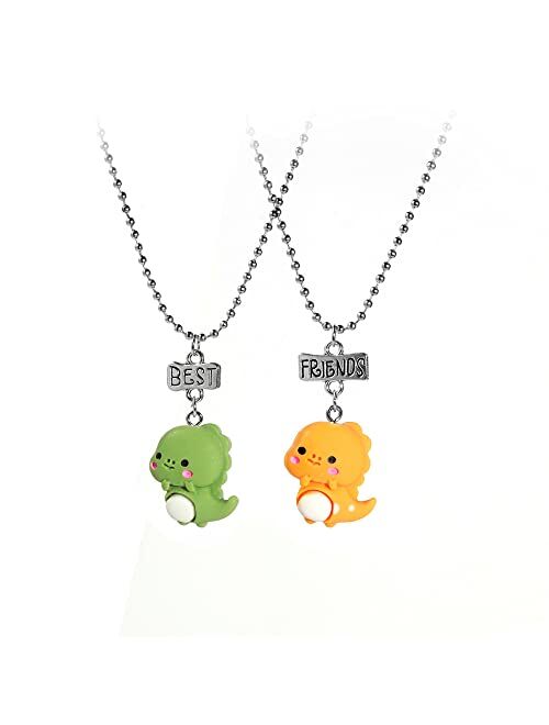 Pingyongchang 2 Pcs Set Best Friends Magnetic Half Heart Pendant Panda Koala Necklace Charm BFF Friendship Jewelry for Women Girls