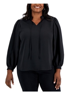 Women's Ruffled Tie-Neck Solid-Color Blouse, Created for Macy's