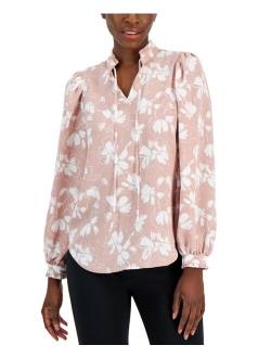 Women's Ruffled Tie-Neck Solid-Color Blouse, Created for Macy's