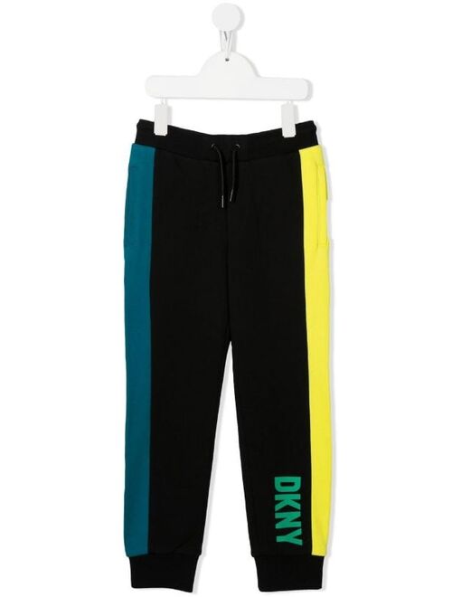 Dkny Kids logo-print striped joggers