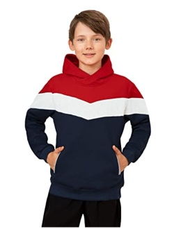 BFUSTYLE Boys Cool Color Block Fleece Hoodie Long Sleeve Casual Sweatshirt with Pockets 7-14 Years