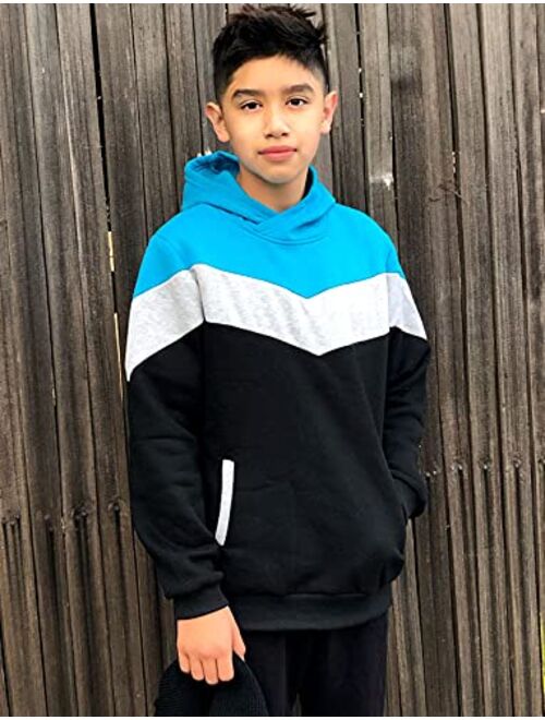 BFUSTYLE Boys Cool Color Block Fleece Hoodie Long Sleeve Casual Sweatshirt with Pockets 7-14 Years