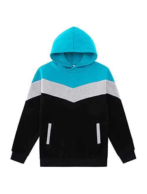 BFUSTYLE Boys Cool Color Block Fleece Hoodie Long Sleeve Casual Sweatshirt with Pockets 7-14 Years