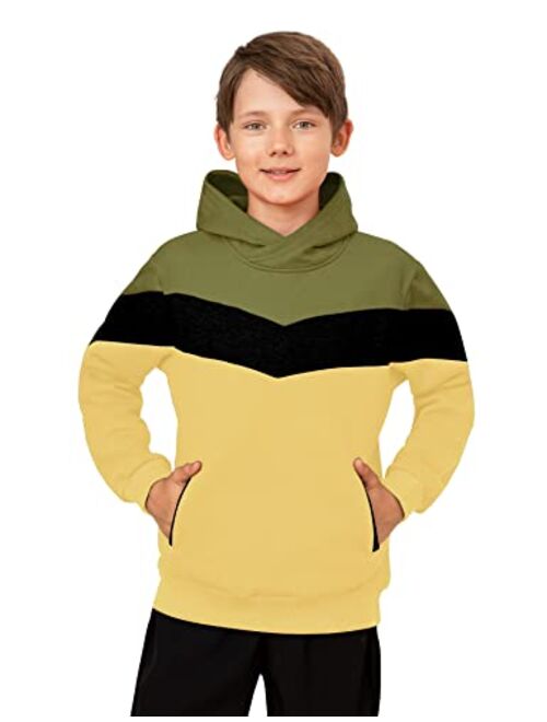 BFUSTYLE Boys Cool Color Block Fleece Hoodie Long Sleeve Casual Sweatshirt with Pockets 7-14 Years