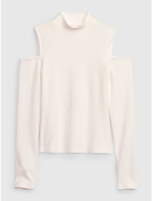 Gap Rib Cropped Cold Shoulder Top