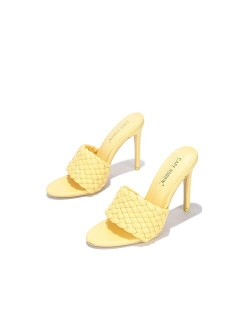 Anson Sexy Woven High Heels for Women, Square Open Toe Shoes Heels