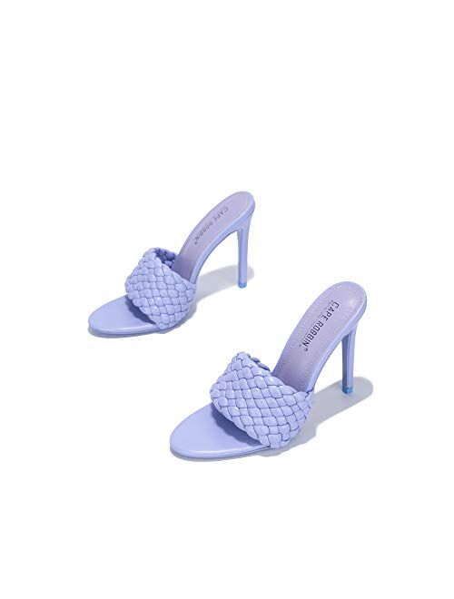 Cape Robbin Anson Sexy Woven High Heels for Women, Square Open Toe Shoes Heels