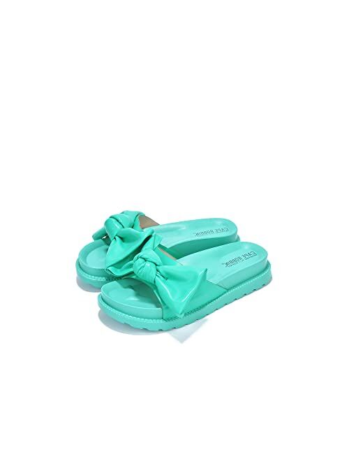 Cape Robbin Feelin Sandals Slides for Women, Womens Mules Slip On Shoes with Bow