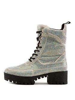 Kingston Combat Boots for Women, Platform Boots with Chunky Block Heels, Womens High Tops Boots