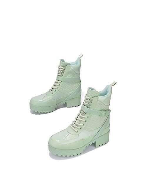 Cape Robbin Hot Rod Combat Boots for Women, Platform Boots with Chunky Block Heels, Womens High Tops Boots