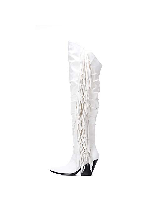 Cape Robbin Gabanna Cowboy Over The Knee Boots Women, Western Cowgirl Boots, Fashion Dress Fringe Boots for Women