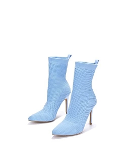 Sisa Sexy Stiletto High Heels for Women, Woven Knit Sock Ankle Booties