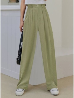 High Waist Plicated Detail Pants