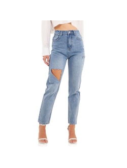 Grey Lab High Waist Ripped Jeans