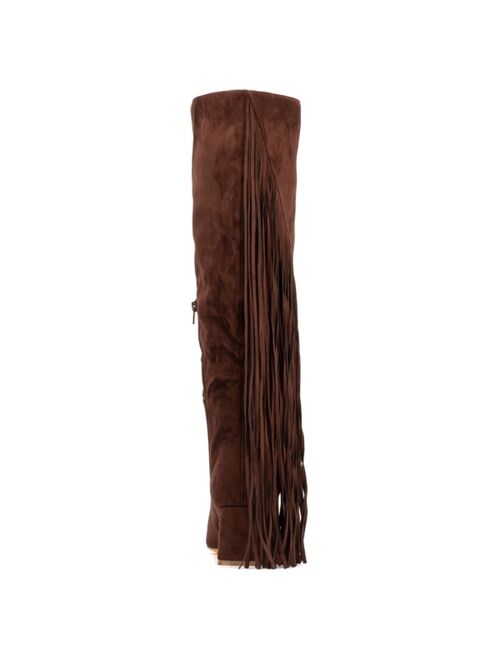 FASHION TO FIGURE Women's Lenita Tall Extra Wide Fringe Boots