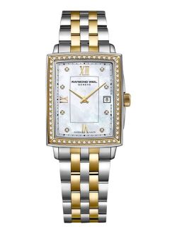 Women's Swiss Toccata Diamond (1/4 ct. t.w.) Two-Tone Stainless Steel Bracelet Watch 23x35mm