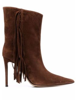 Alexandre Vauthier fringed suede 110mm ankle boots